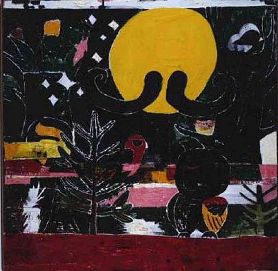 Tal R, Stupid Hardworking Moon
2004, Oil and paper on canvas