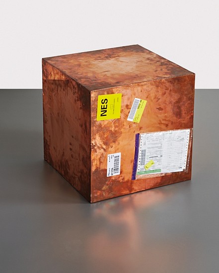 Walead Beshty, FedEx Large Kraft Box 2005 FEDEX 330508 REV 10/05 SSCC, International Priority, Los Angeles-London trk#868587728083, October 2-5, 2009, International Priority, London-Los Angeles trk#862012042283, December 8-9, 2009
2009, Polished copper box, and accrued FedEx tracking and shipping labels