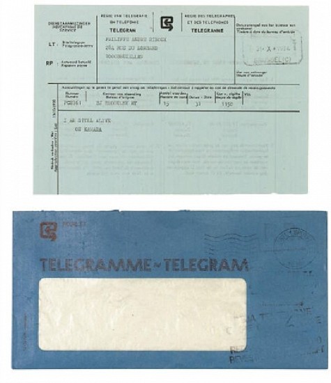 On Kawara, I am still alive
1984, Mixed Media