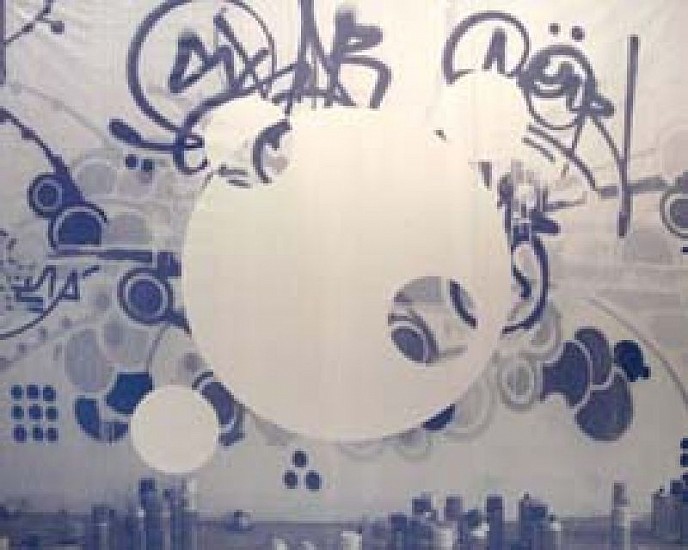 Aaron Young, Never Work (MOHO 5 Circles Silver)
2006, Silkscreen on canvas