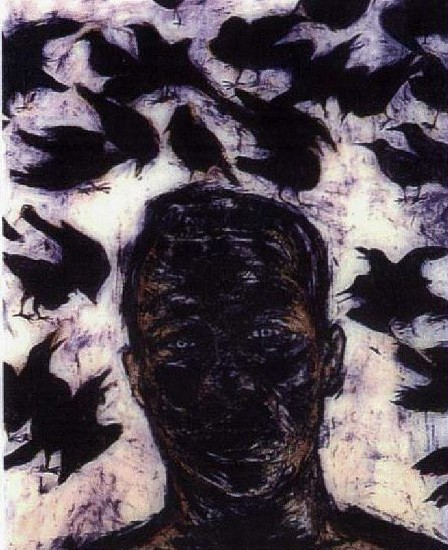 Arnaldo Roche-Rabel, Los Pajaros y el Alma (El espiritu Invadido
1993, Mixed media on gessoed paper