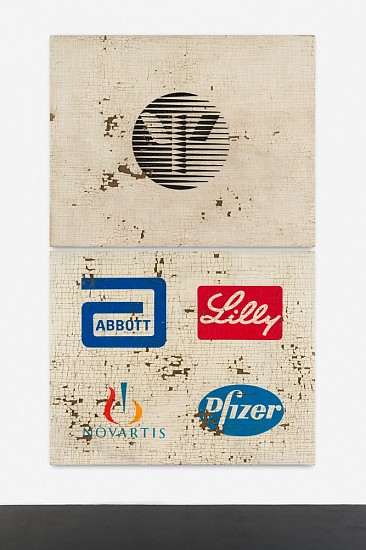 Mark Flood, APA Diptych
2014, Oil and acrylic on plaster and burlap