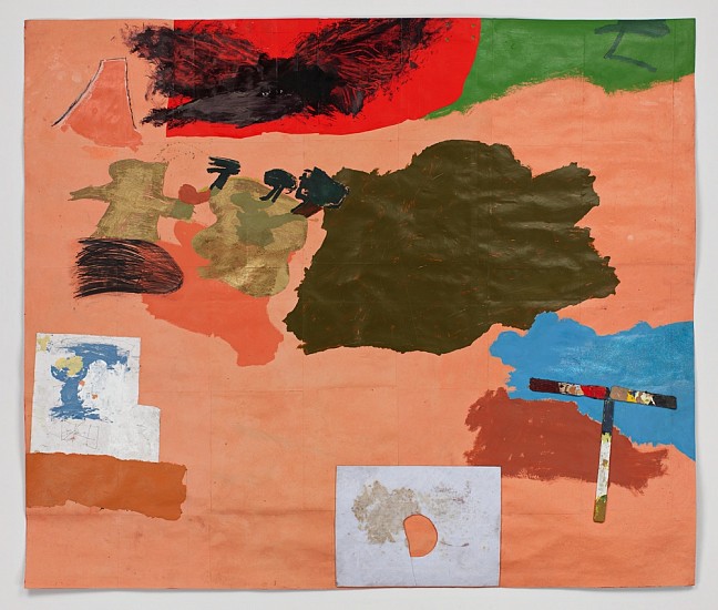 Torey Thornton, No Running From Red Clay Once It's Touched
2015, Acrylic paint, charcoal, glue, ink, oil pastel, felt, wood and collage on paper