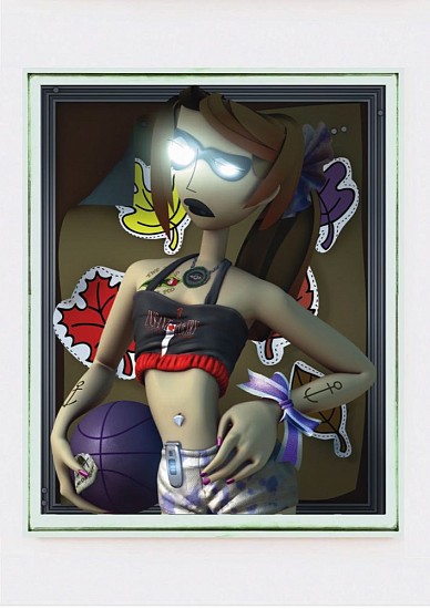 Bunny Rogers, Self Portrait as clone of Jeanne d'Arc (Lola Joan)
2019, Fine art print on Hahnemuhle PhotoRag Ultrasmooth 305g, Green silver plated artist frame